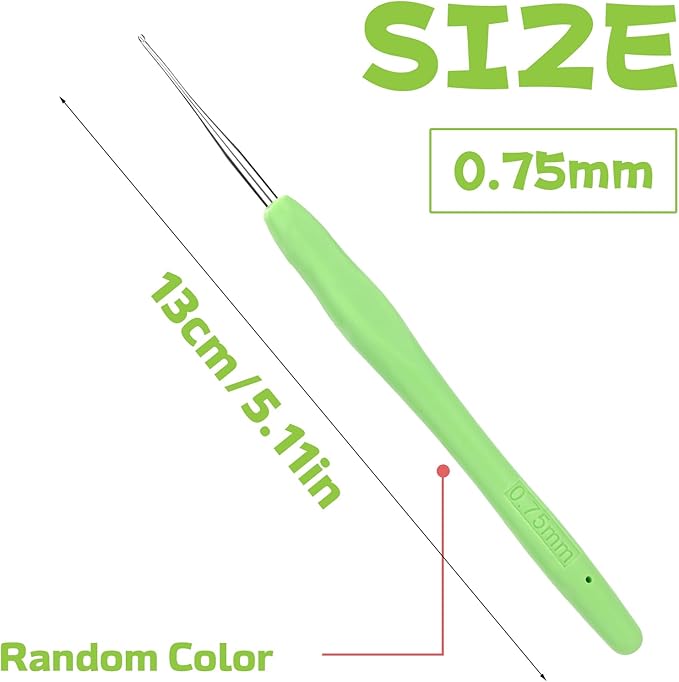 0.75 mm Crochet Hook, Ergonomic Handle for Arthritic Hands, Extra Long  Knitting Needles for Beginners and Crocheting Yarn (0.75 mm)