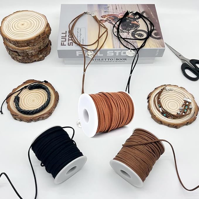 Leather String, Faux Leather Cord, Flat Suede Leather Lace for Necklaces, Bracelets, Jewelry Making, Tassels, Dream Catchers and Art Crafts