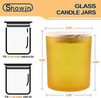 14 OZ Thick Candle Jars for Making Candles 12 Pcs, 3 Wick Empty Jars with Wood Lids for Candle Making, Sample Container, Frosted Yellow