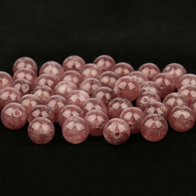 35pcs 10mm Natural Stone Beads Lepidolite Beads Crystal Gemstone for Jewelry Making, DIY Bracelet Necklace