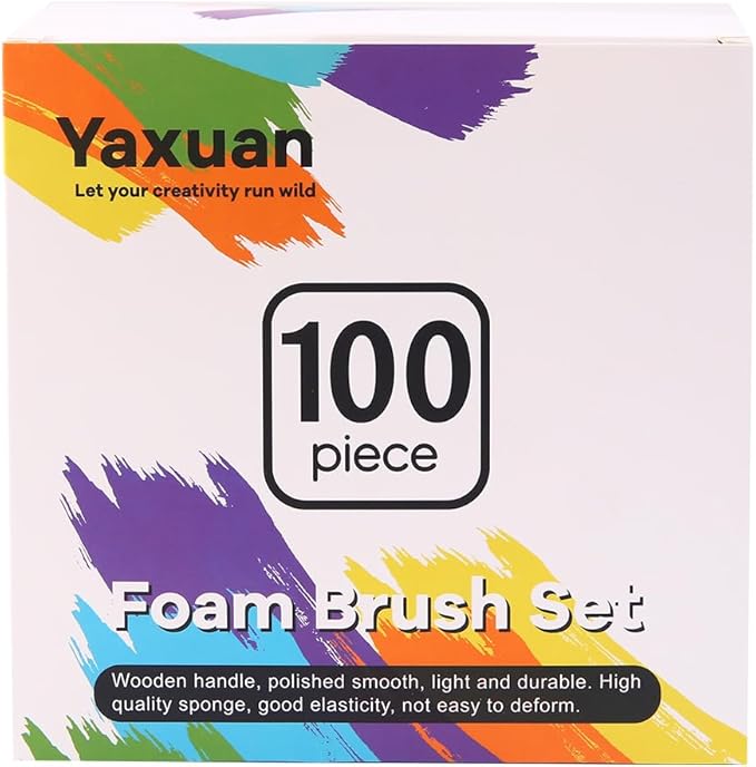 1" Foam Paint Brushes - 100 Pack, 1-Inch Painting Sponges - Premium Foam Brushes - Lightweight & Durable - Sponge Brush Ideal for Painting, Crafting, Acrylics, Stains, Varnishes (Black)
