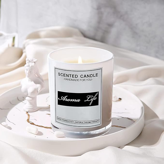 Creahaus 10oz, 16 Pack Thick Candle Jars with Metal Lids for Making Candles, Bulk Inner White Empty Glass Candle Containers & Sticky Labels, Warming Labels Kit, Heat Resistant Candle Vessels