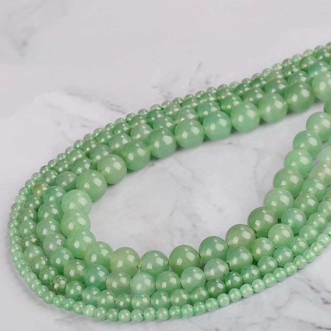 4mm 200pcs Natural Stone Round Beads Green Aventurine Genuine Stone Beading Loose Gemstone DIY Charm Smooth Beads for Bracelets Necklaces Earrings Hole Size 1mm (Green Aventurine 4mm)