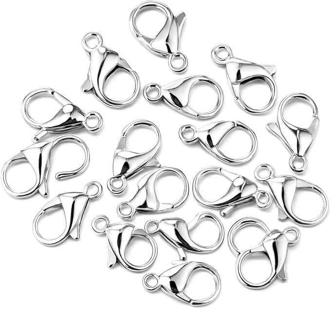 Mandala Crafts 14mm Silver Color Metal Lobster Clasps for Jewelry Making - 100 Lobster Claw Clasps with Jump Rings Jewelry Findings Kit for Necklaces Bracelets Charms Fasteners