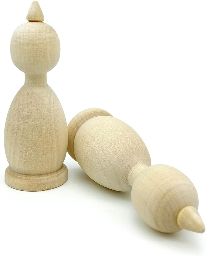 Wooden Peg Dolls Unfinished Paintable Figurines 10 pcs 2.8'' - Unfinished Wood Crafts to Make Your Own Key Holder, Fridge Magnets, Peg People Dollhouse Family