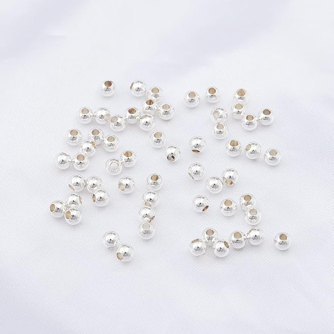 Silver Plated Round Spacer Beads 4mm 100pcs for Jewelry Making Findings Non Tarnish
