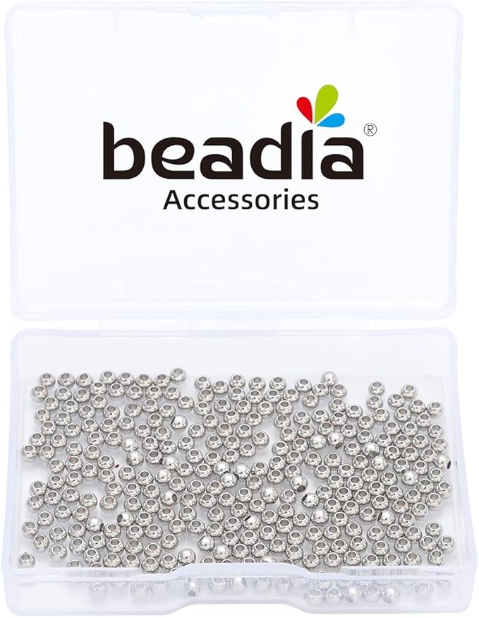 Platinum Plated Round Spacer Beads 3mm 300pcs for Jewelry Making Findings Non Tarnish