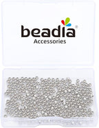 Platinum Plated Round Spacer Beads 3mm 300pcs for Jewelry Making Findings Non Tarnish