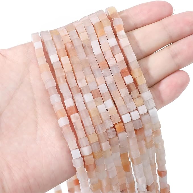 Natural Pink Aventurine Square Stone Beads 4x4mm 85pcs Cube Loose Semi Gemstone Beads for Jewelry Making Design