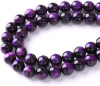 4mm 90pcs A+ Natural Purple Tiger Eye Stone Beads Round Spacer Loose Beads for Jewelry Making DIY Bracelet Necklace 15" Inch (Purple Tiger Eye Stone, 4mm)