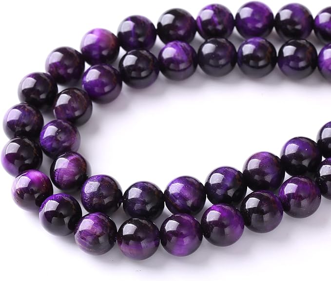 4mm 90pcs A+ Natural Purple Tiger Eye Stone Beads Round Spacer Loose Beads for Jewelry Making DIY Bracelet Necklace 15" Inch (Purple Tiger Eye Stone, 4mm)