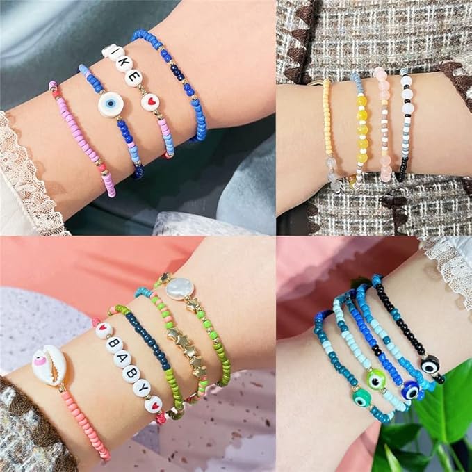 15 Color 4mm Small Assorted Glass Seed Beads,3mm Bugle Beads Friendship Bracelet Kit,2mm Tiny Tube Bead for Jewelry Making(Green)