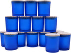 8 OZ Thick Candle Jars for Making Candles 15 Pcs, Empty Jars with Wood Lids for Candle Making, Sample Container, Frosted Blue
