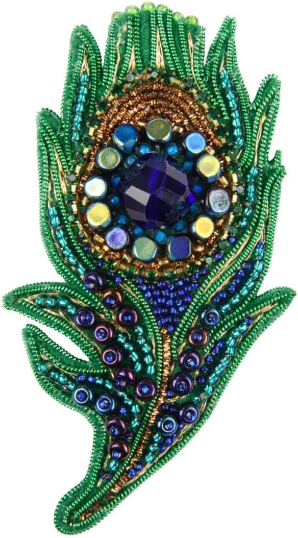 Crystal Art Beadwork kit for Creating Brooch "Peacock Feather" BP-353C