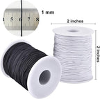 Stretchy String for Bracelets, 4 Rolls 1 mm Sturdy Elastic String Elastic Cord for Jewelry Making, Necklaces, Beading (2 Black+ 2 White)