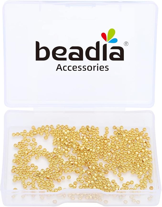 14K Gold Plated Round Spacer Beads 2mm 600pcs for Jewelry Making Findings Non Tarnish