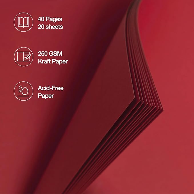 potricher 12 x 12 Inch DIY Scrapbook Album 40 Pages Hardcover Kraft Paper Scrap Book Photo Albums Memory Book for Wedding and Anniversary Family (Red, 12 Inch)