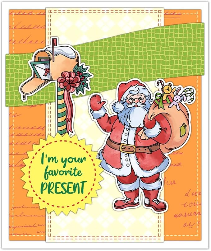 Christmas Clear Stamp Set Reusable Clear Silicone Stamps with Pumpkins, Skulls, Bats, Santa Claus and Holiday Designs for Cards, Scrapbooking, journaling and DIY templates (Santa Claus)