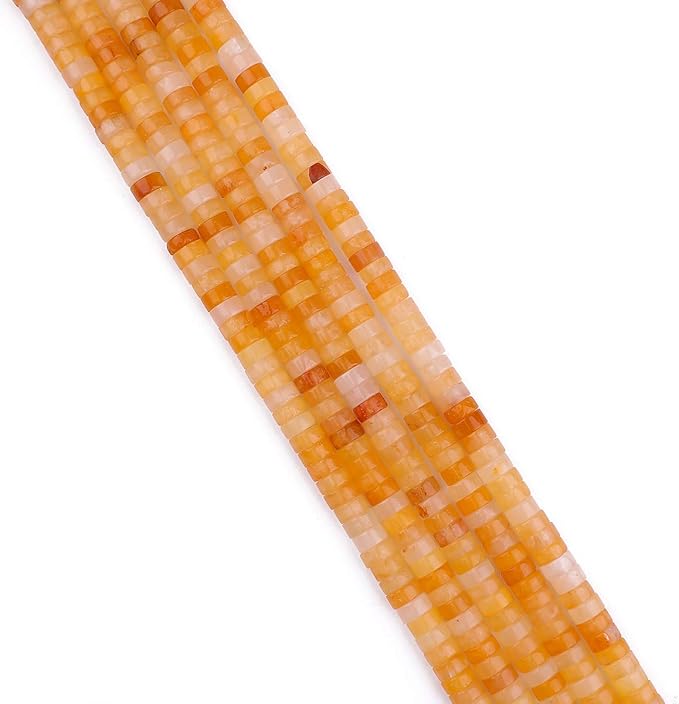 Natural Yellow Jade Spacer Beads Caps Loose Semi Gemstone for Beading Jewelry Making 6mmx3mm 38cm