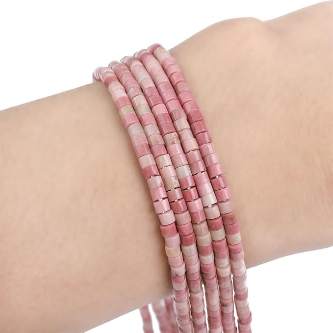 Natural Rhodochrosite Spacer Beads Caps Flat Round Loose Beads for Beading Jewelry Making 3mmx2mm 38cm