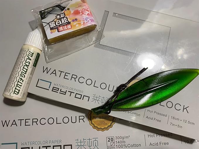 Non-Warping 100% Cotton Watercolor Paper Block - 20 Sheets of 160lb/350gsm Hot Press Water Color Art Supplies for Wet, Dry, and Mixed Media Painting, for Watercolor, Gouache, Acrylic (7 x 5'')