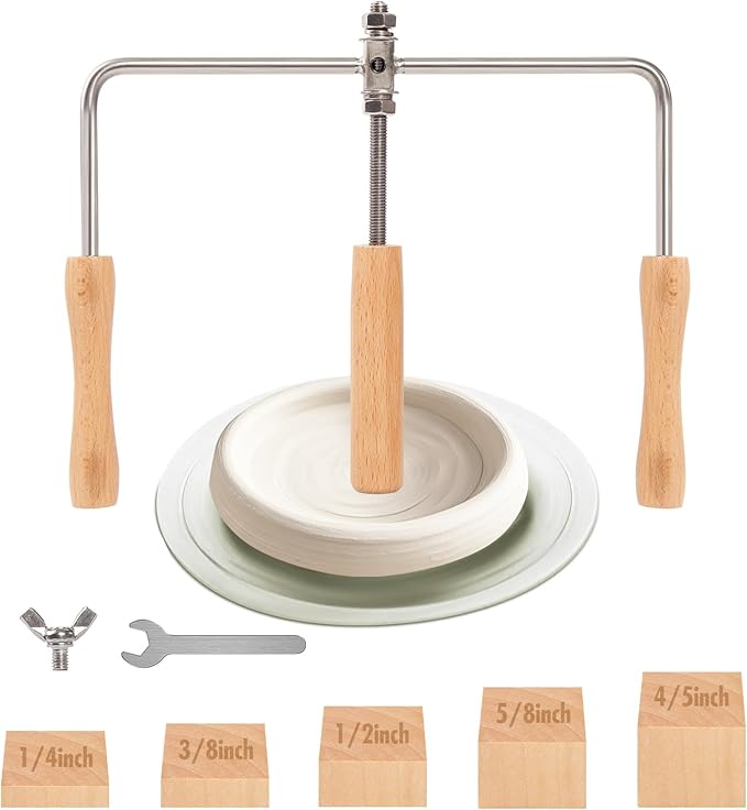 Pottery Trimming Tools and Supplies,Ceramic Pot Cup Opening Tool and Accessories，Pottery Molds for Handbuilding and Pottery Wheel Tools,with 5 Pcs Thickness Wood Boards