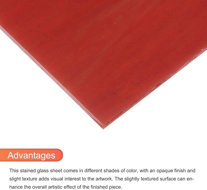 MECCANIXITY Stained Glass Sheet Mosaic Tile 7.9 Inch x 5.9 Inch Deep Red Stained Glass Sheets for Crafts DIY, Art Project