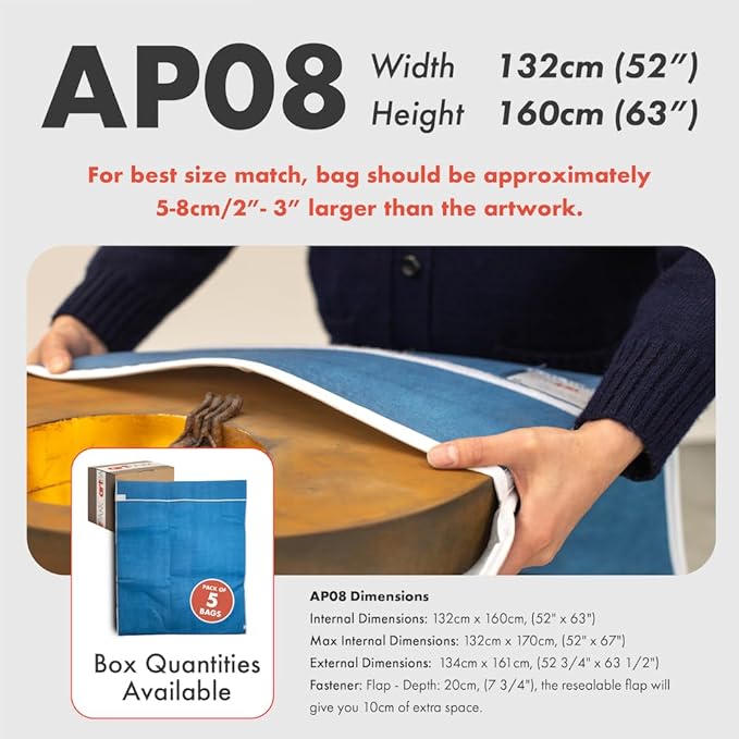 Art Bags (AP08-52" x 63") - Strong • Shock-Absorbent • Reusable • Non-Toxic • Waterproof • Acid-Free Lining - Long-Term Art Storage + Shipping + Protection Solution (Color May Vary)