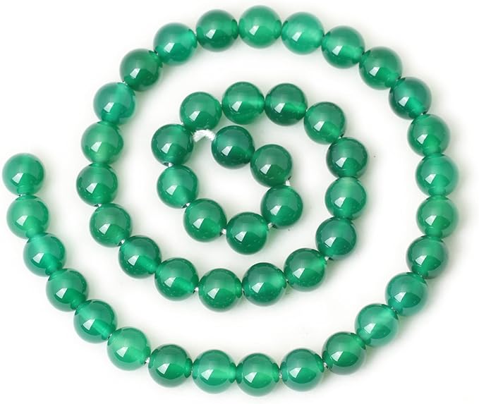 45PCS 8mm Green Agate Gemstone Round Loose Beads for Jewelry Making 1 Strand 15"