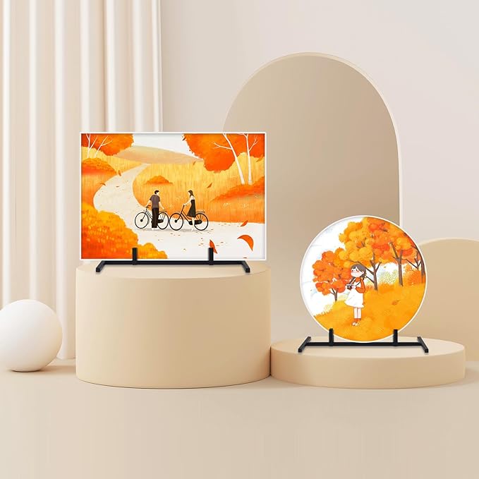 5 Pcs Metal Display Stand，Glass Stands For Display，Art Stands Suitable For Colored Ceramic Tiles, Glass Art Creation, Photo, Plaques, And Collectibles，Used For Home, Office, Or Trade Shows（Black）