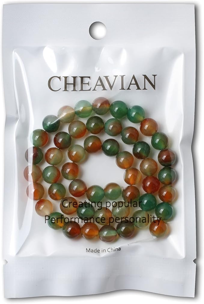 45PCS 8mm Peacock Agate Round Loose Beads for Jewelry Making DIY Materials 1 Strand 15"