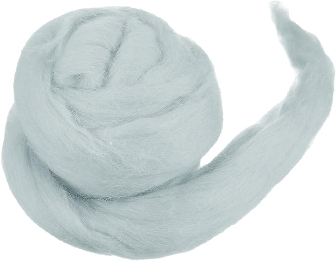 MECCANIXITY Wool Roving Yarn Soft Felting Wool 50g/1.76oz Pure Chunky Roving Yarn for Needle Felting Knitting Blanket Spinning Weaving Art DIY Craft Light Grey