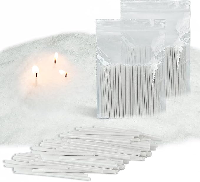 200-Pack Pearled Candle Cotton Wicks for Sand Candles Making - 2 Inch MANNYCOM Metal-Free and Lead-Free Refill Sand Wax Wick for Making DIY (White)