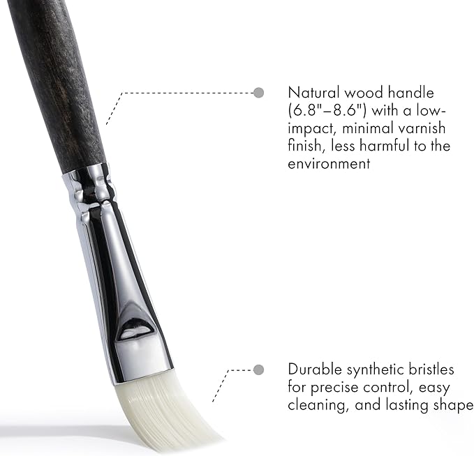 ARTIFY 24 Pieces Synthetic Hog Bristle Nylon Paint Brush Set- Expert Series Paintbrushes for Acrylic, Oil – No Shedding, Canvas Roll Case, Artist Gifts Art Supplies