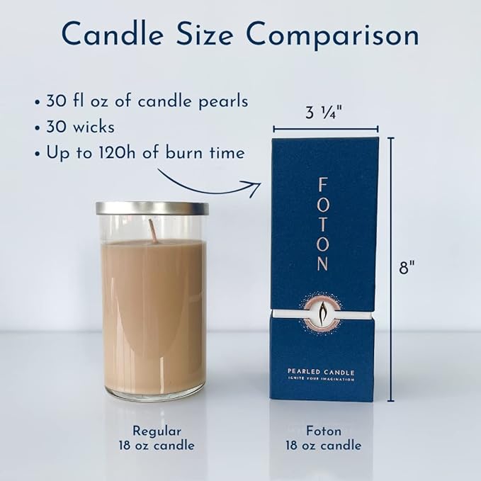Foton Pearled Candle 18 Oz - Snowy Cider Non Toxic Luxury Long Lasting Powder Wax Sand Candles up to 120 Hours - Refillable Pearl Candle Sand with 30 Wicks