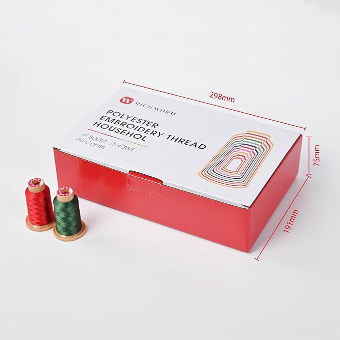 Richword Selected 800M 40 Colors Embroidery Thread,40WT(108D/2) Polyester Embroidery Machine Thread Set for Embroidery Machines and Sewing Machines