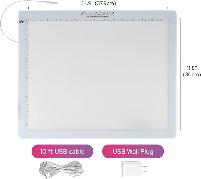 DIAMOND ART CLUB A3 Light Pad, USB LED Light Board for Diamond Painting and DIY Crafting, 5D Diamond Art Tools and Accessories, 16.6" x 13.5"