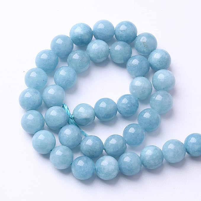 8MM 46PCS Blue Aquamarine Jade Loose Beads for Jewelry Making DIY Bracelet