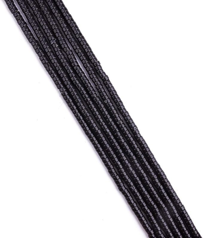 Natural Black Onyx Spacer Beads Caps Loose Semi Gemstone for Beading Jewelry Making 4mmx2mm 38cm