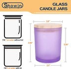 Thick Candle Jars for Making Candles 12 Pcs, 7 OZ Empty Jars with Wood Lids for Candle Making, Sample Container, Frosted Purple