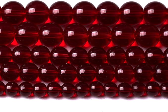 Smooth Garnet Red Glass Crystal Round Loose BeadsFor Jewelry Making DIY Bracelet Necklace Accessories 4mm 91pcs 15" Strand(Garnet Red Glass, 4mm)