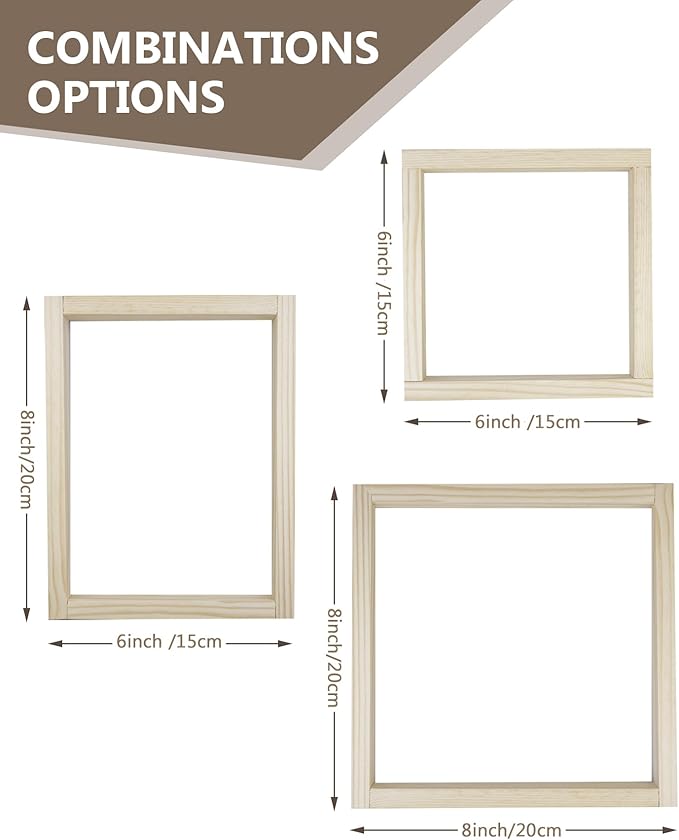 8 Piece of Wooden Canvas Stretcher Bars - Dual Sizes for Seamless Needlepoint Creations, with Tacks, Serving as Prime Stretcher Bars for Needlework Projects, Embroidery Stitch Frame Set (6, 8 Inch）