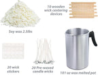 Candle Making Kit with Soy Wax Flakes, 2.5lb Candle Wax, 101oz Pouring Pitcher, Candle Wicks, Stickers, Centering Devices, Vegan Cruelty Free