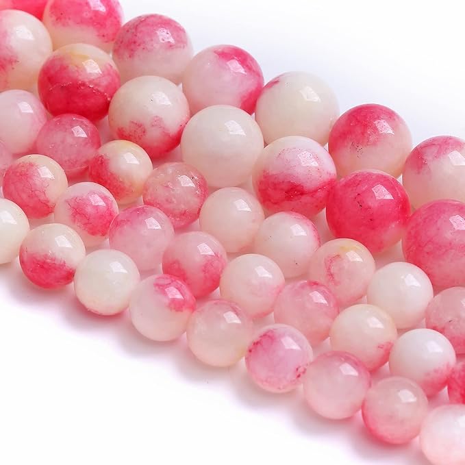 6MM 60PCS Pink Tourmaline Jade Stone Beads for Jewelry Making DIY Bracelet Necklace 15"