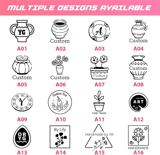 ORYG Custom Pottery Stamp - Personalized Pottery Stamp with Exclusive Logo Designs - The Ideal Gift for Ceramic Artists and DIY Craft Enthusiasts