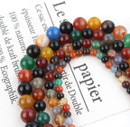 6mm Natural Multicolor Agate Beads for Jewelry Making Round Loose Gemstone Stones 1 Strand 15 Inch (60-63 pcs)