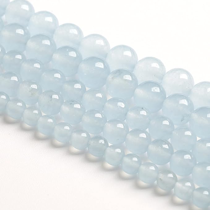 6MM 60PCS Natural Stone Light Blue Chalcedony Loose Beads for Jewelry Making DIY Bracelet Necklace