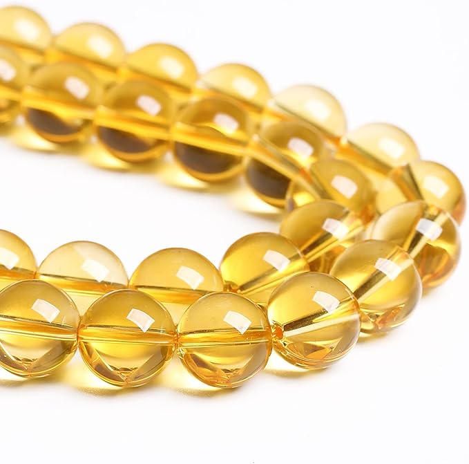 10MM 38PCS Natural Crystal Stone Clean Citrine 3A Grade Loose Beads for Jewelry Making DIY Bracelet