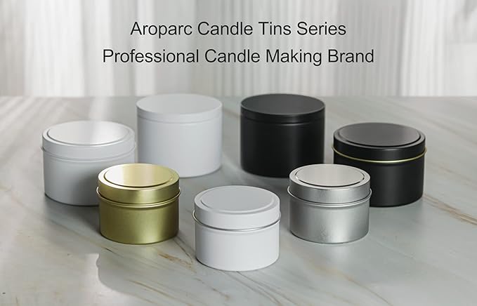 Aroparc White Candle Tins - 8oz, 24 Piece, Straight Sided Bulk Candle Containers for Candle Making Supplies