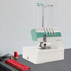 Overlock Sewing Machine, 1200SPM 3/4 Thread Serger with Differential Feed Roll Hem, Electric Sewing Machine for Home Workshop (Green White)